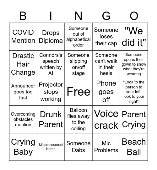 Graduation BINGO Card