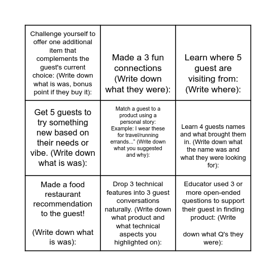 Conversion Bingo Card