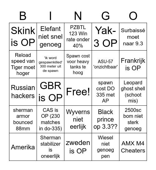 German main gejank Bingo Card