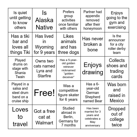 Castaway Connection Bingo Card