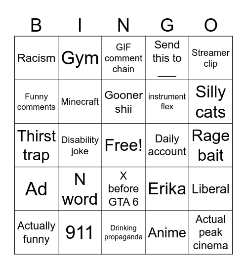 Reels Bingo Card