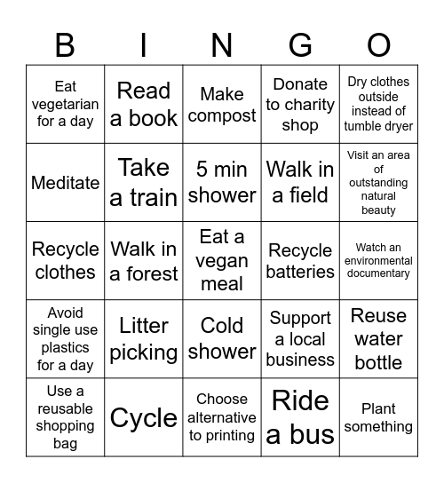 Codestone Eco Bingo Card