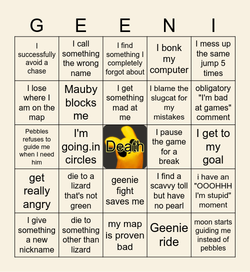 Labyrinth's Rain World Session Bingo Card