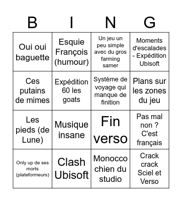33 Shesh Bingo Card