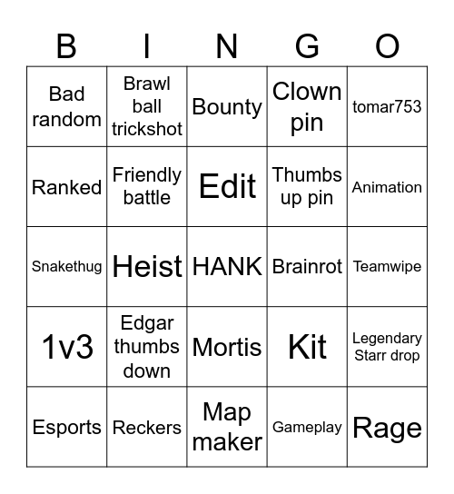 Brawl Stars Bingo Card
