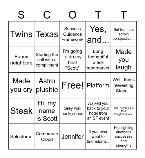 Scott Bingo Card
