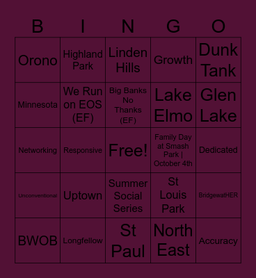 Bridgewater Bingo! Bingo Card