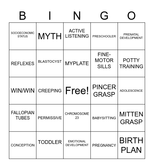 PARENTING BINGO Card