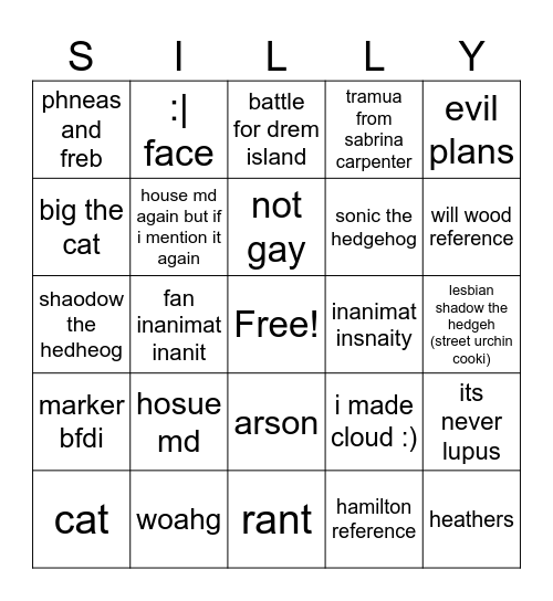 bingo for talking to me Bingo Card
