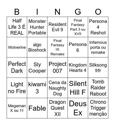 Summer Game Fest Bingo Card
