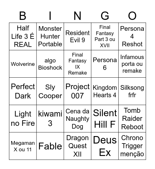 Summer Game Fest Bingo Card