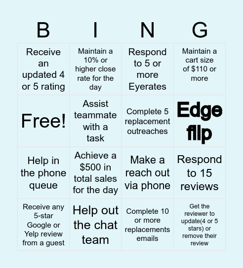 SUPPORT BINGO Card
