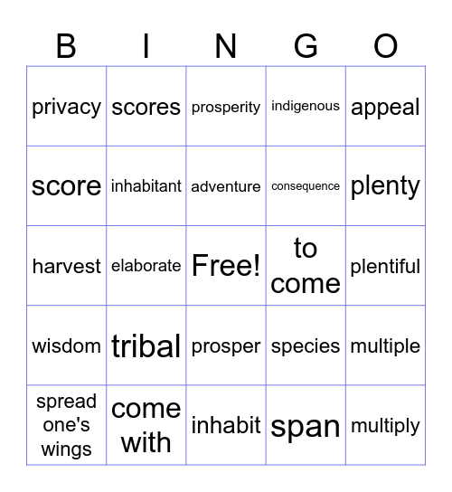 LT Book IV Lesson 4 Bingo Card