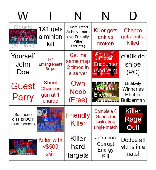 Forsaken Bingo Hard mode Bingo Card