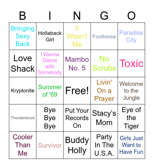 Music Mania Bingo Card