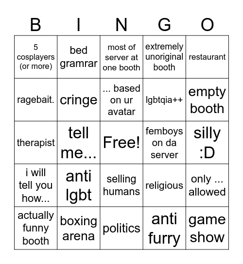 booth game... Bingo Card