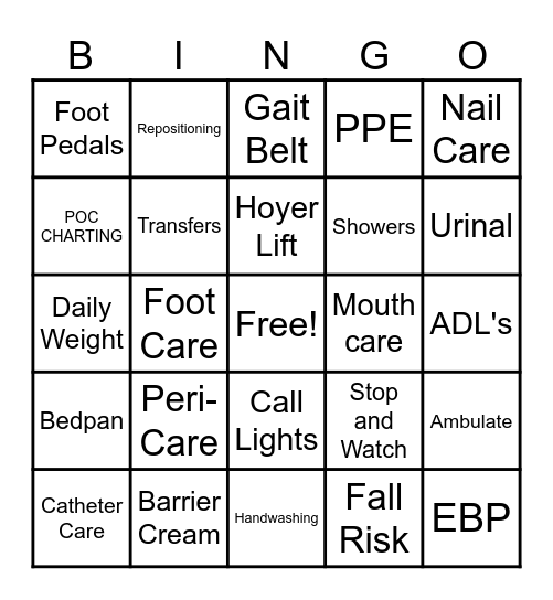 CNA BINGO Card