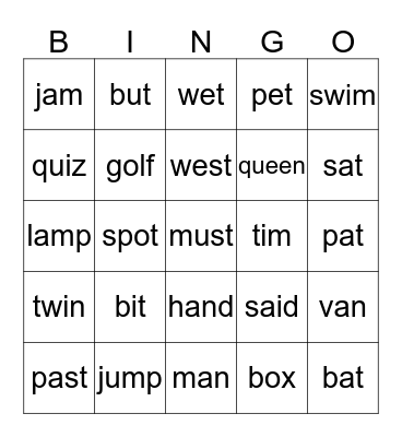Spelling Bingo - Autumn 1  Bingo Card