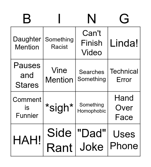 Daz Games Bingo Card
