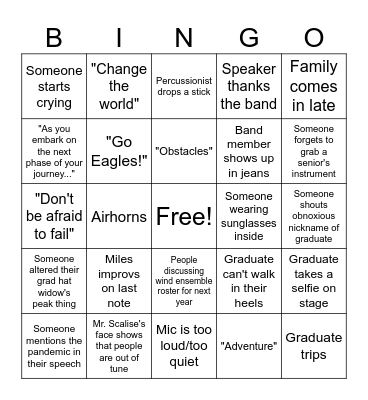 Graduation Bingo - Band Edition Bingo Card
