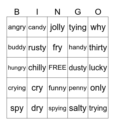 y/i and y/e Bingo Card