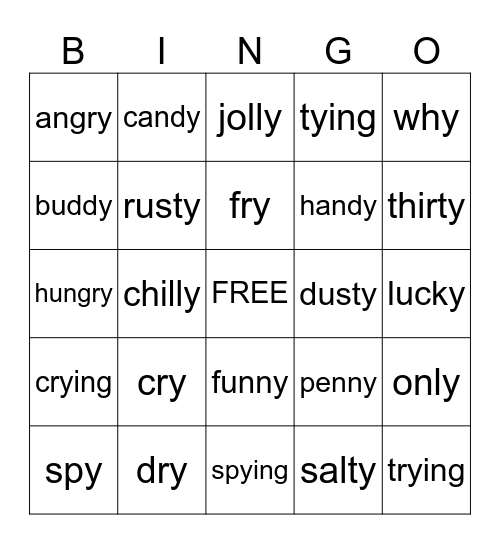 y/i and y/e Bingo Card
