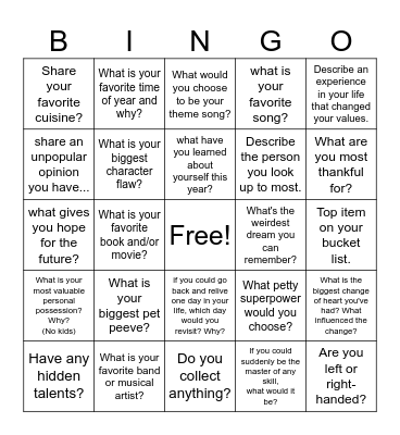 Mathis, Rodriguez Family Bingo Card