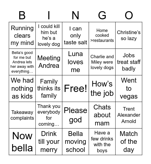 Dad bingo Card