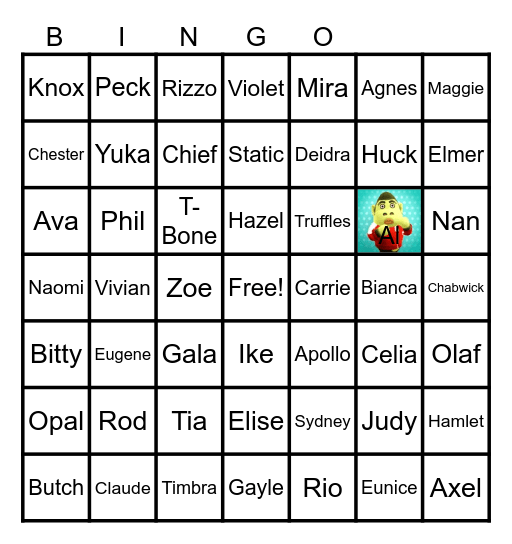 Animal Crossing Bingo Card