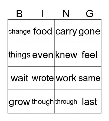 Sight Words List 1 & 2 Bingo Card