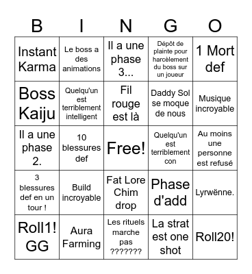 CHASSE DIVINE Bingo Card