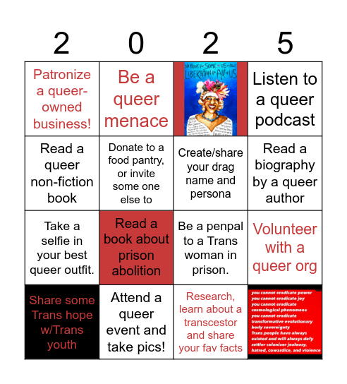 2025 Pride Month Bingo Card