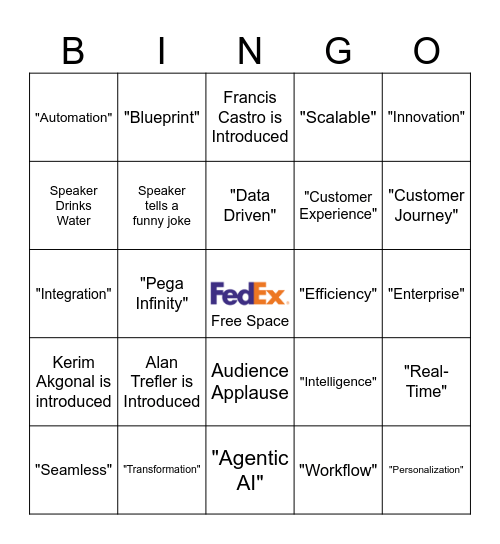 PegaWorld Keynote Watch Party Bingo Card