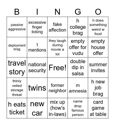 n’s 25th annual movie night Bingo Card