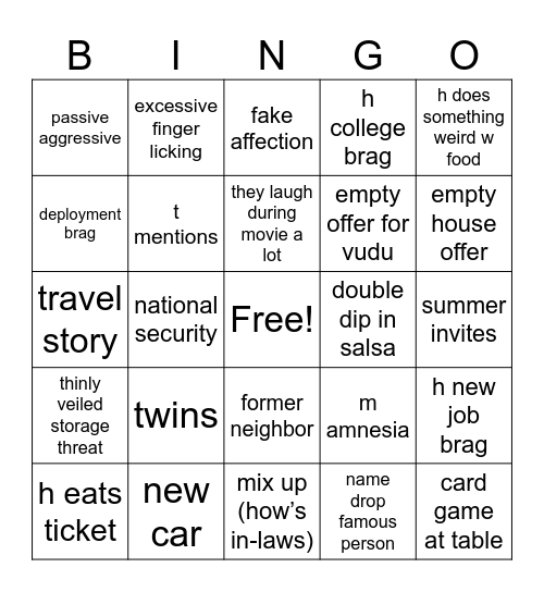 n’s 25th annual movie night Bingo Card