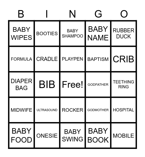 BABY BINGO Card