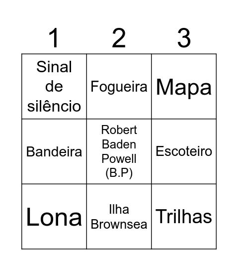 HISTORIA DO ESCOTISMO Bingo Card