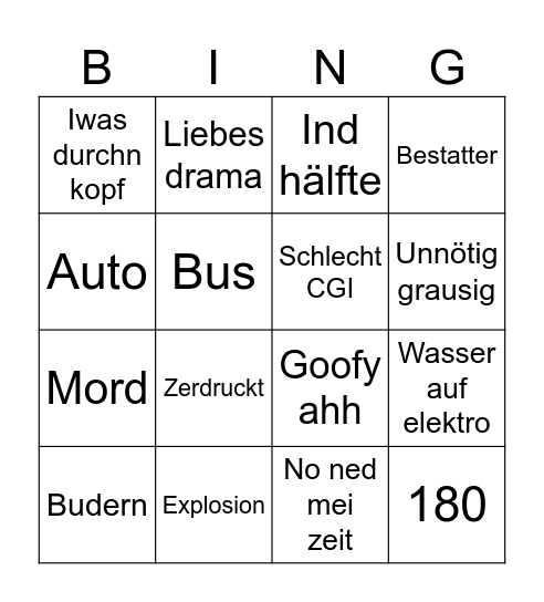 final Destination bs Bingo Card