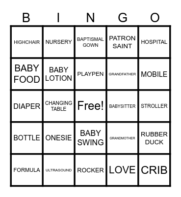 BABY BINGO Card