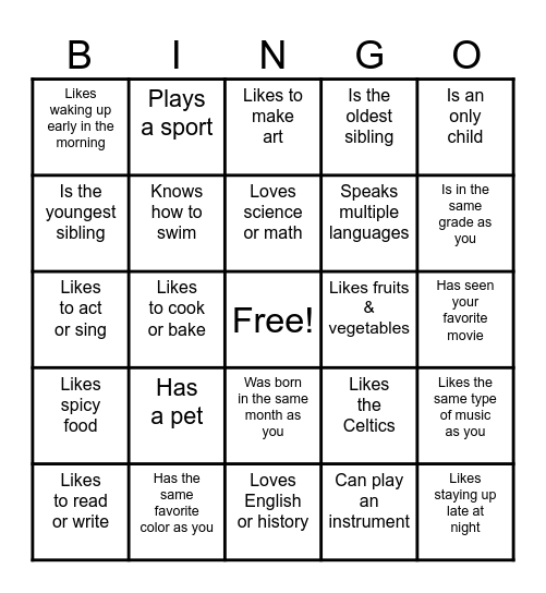 Find someone who... Bingo Card