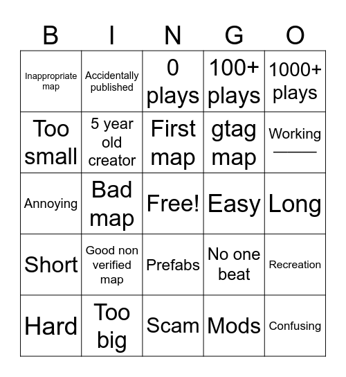 Grab bingo Card