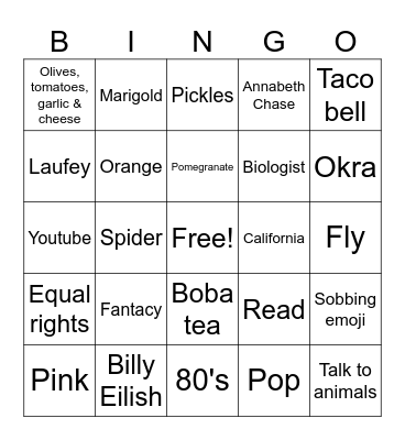 Nitsa's Grad Bingo Card
