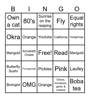 Nitsa's Grad Bingo Card