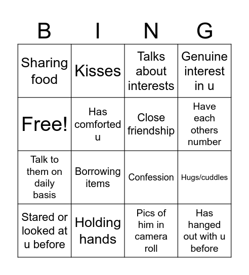 Crush bingo♡ Bingo Card