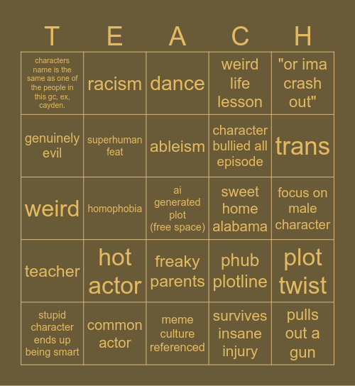Kane's Tomorrow's Teachings Bingo Board Bingo Card