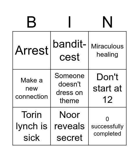 Otley Rungo Bingo Card