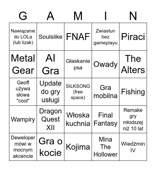 Lato Gra Festiwal Bingo Card