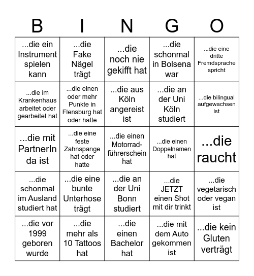 Finde eine Person... Bingo Card