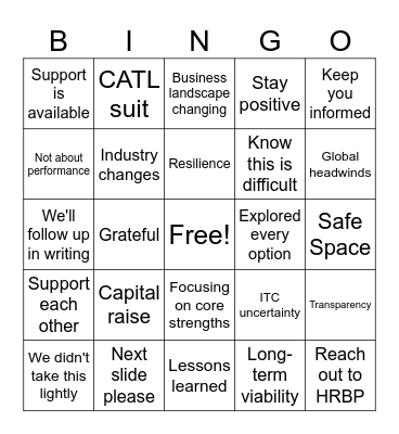 WE'RE HAVING A FIRE sale Bingo Card