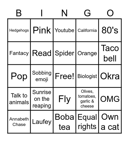 Nitsa's Grad Bingo Card